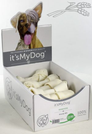 it's My Dog Rawhide Knoop Wit per showdoos van 10 stuks