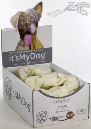 it's My Dog Rawhide Donut Vlecht Wit per showdoos van 6 stuks