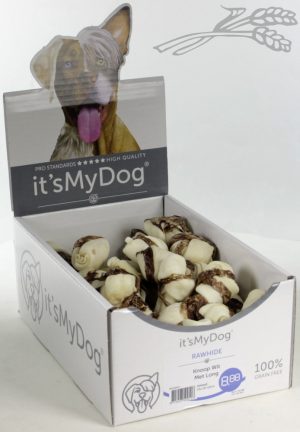 it's My Dog Rawhide Knoop Wit Met Long per showdoos van 25 stuks