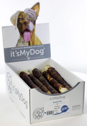 it's My Dog Rawhide Twist Met Kip Dik doos van 24