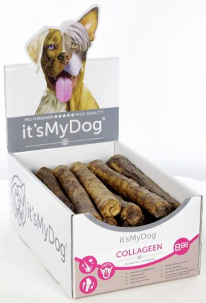 it's My Dog Collageen rol met kip + runderlong 23cm doos van 20